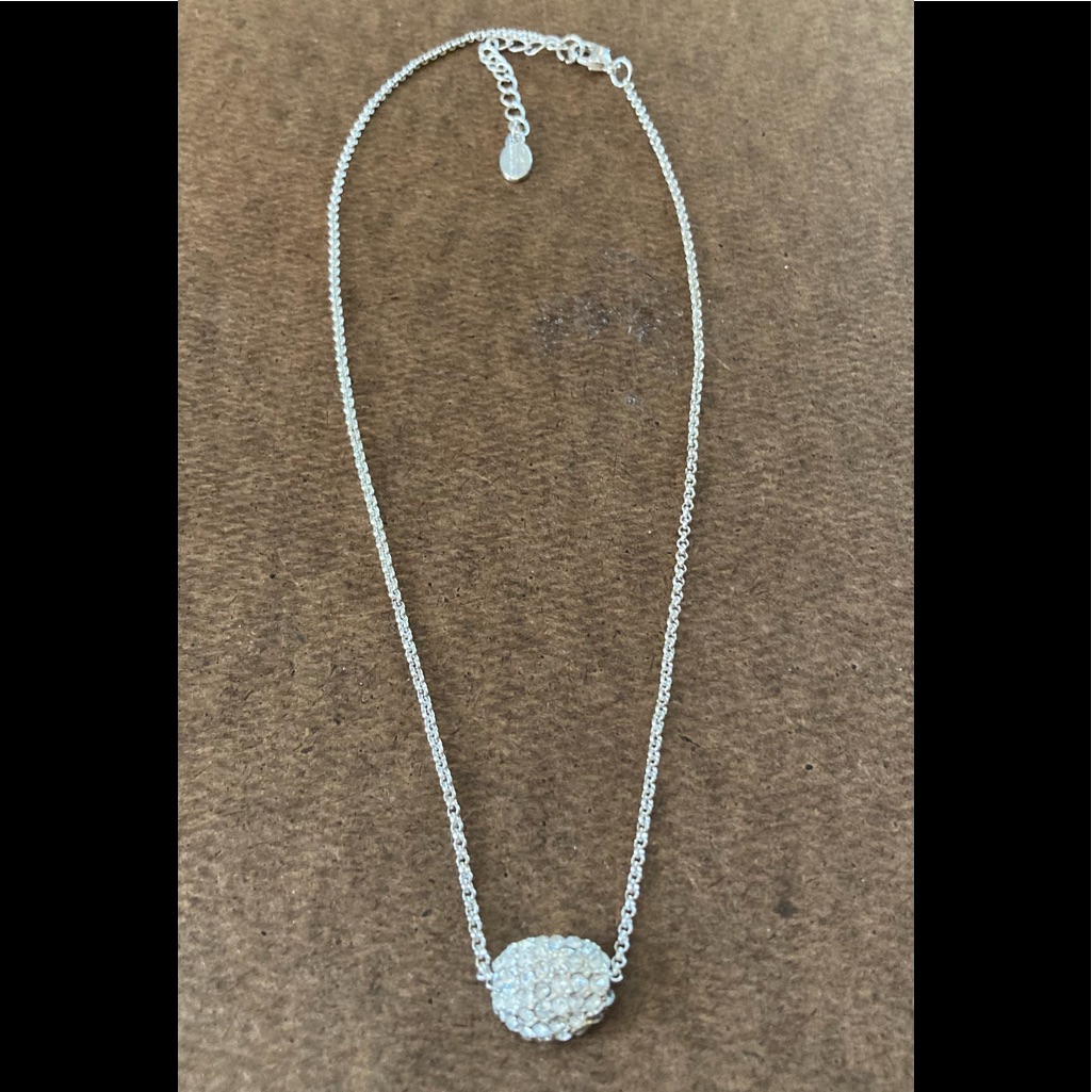 Brooks Brothers 346 Silver Tone Pave Pendant Necklace